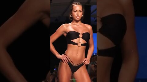 Bikini model Karolina Davies taking over Luli Fama swimwear fashion show #miamiswimweek2023