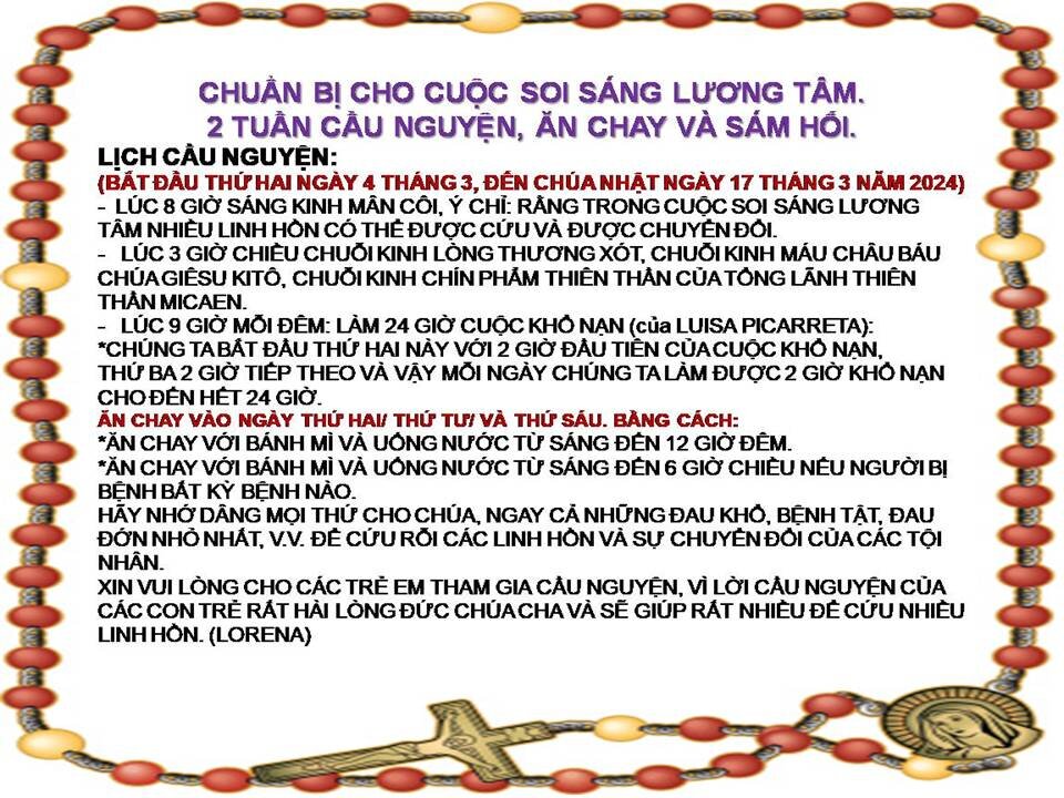 Thông Điệp Khẩn Cấp của Thiên Chúa Cha về việc Cứu Các Linh Hồn Trong Cuộc Soi Sáng Lương Tâm.