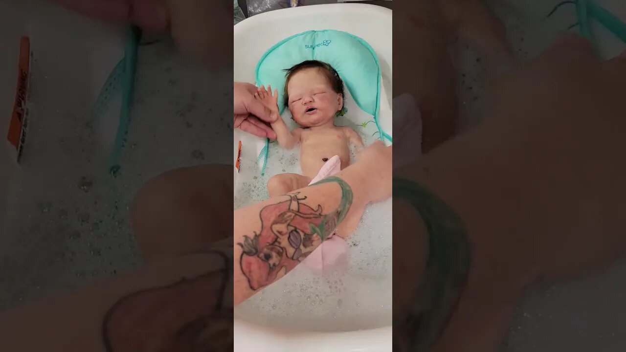 Bath Time for Realistic Fake Baby Silicone Girl #shorts