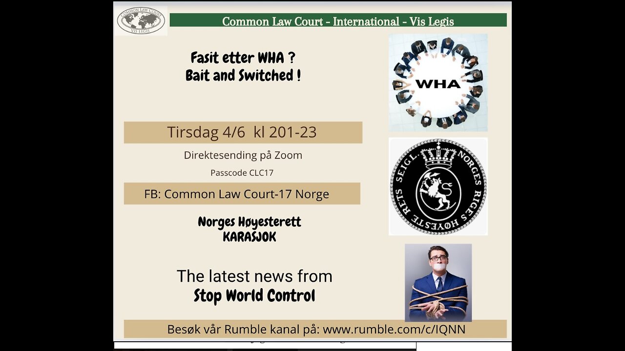 4.6.24: WHO- WHO og Norge. Hva skjedde? Martial Law. Karasjok.