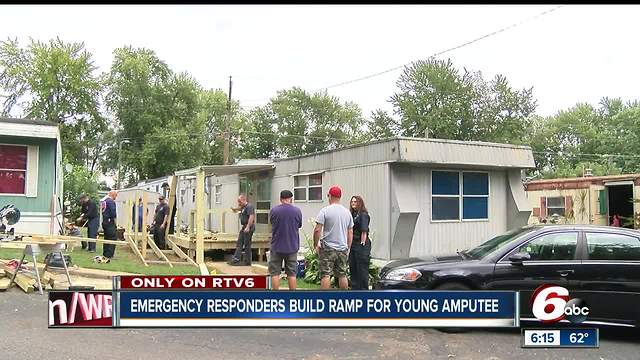 12-year-old who lost her leg in a train accident gifted ramp by Wayne Township firefighters