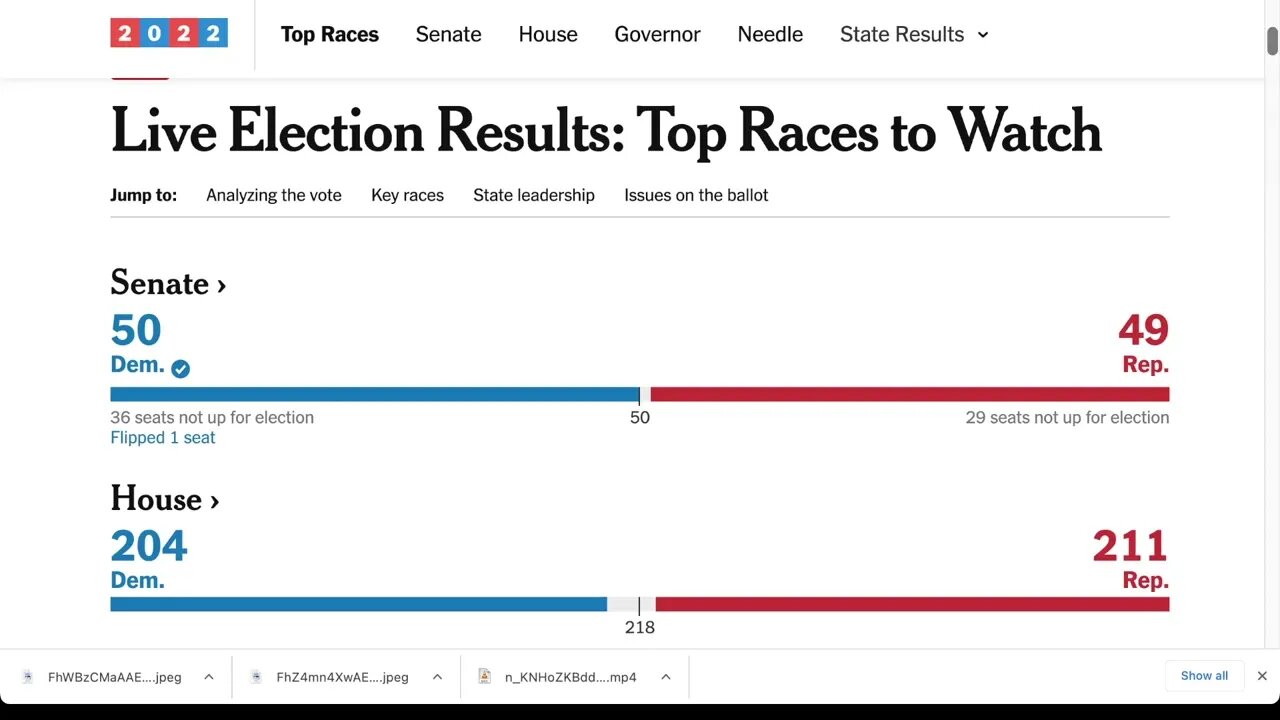 🟨 2022年美國中期選舉民主黨保住了參議院