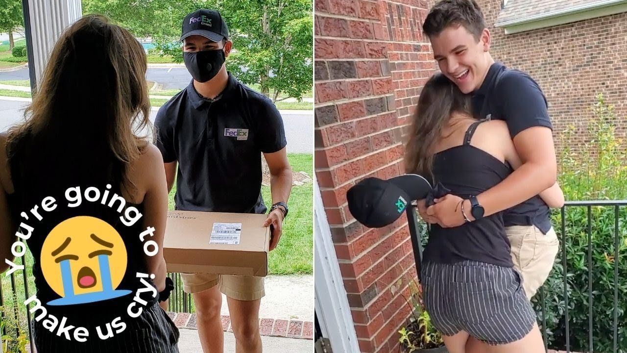 Boy Surprises Childhood Best Friend Dressed As FedEx Driver