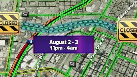 Overnight closure on U.S. 95 in downtown Las Vegas Aug. 2-3