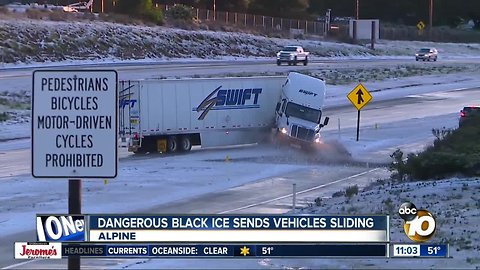 Dangerous black ice sends vehicles sliding