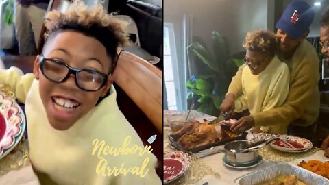 Former NBA Player Nick Young Teaches Son Nick Jr How To Carve A Turkey! 🦃