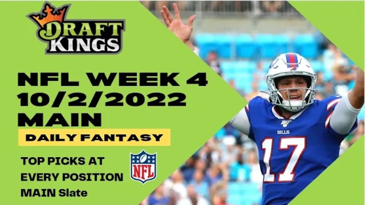 Dreams Top Picks for NFL DFS Week 4 Main Slate 10/2/22 Daily Fantasy Sports Strategy DraftKings