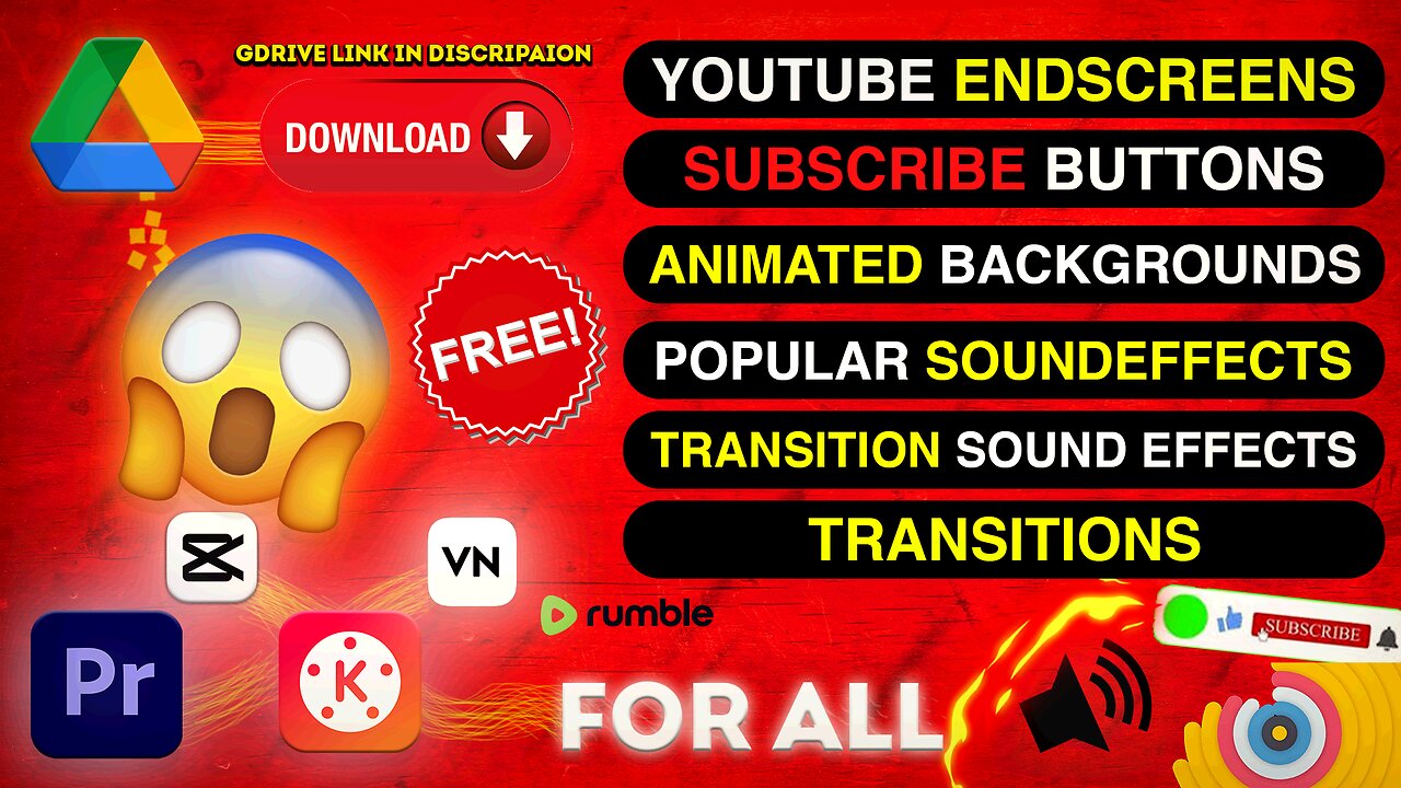 The Ultimate Free Editor Pack: Endscreens, Subscribe Buttons, Sound Effects, Transitions