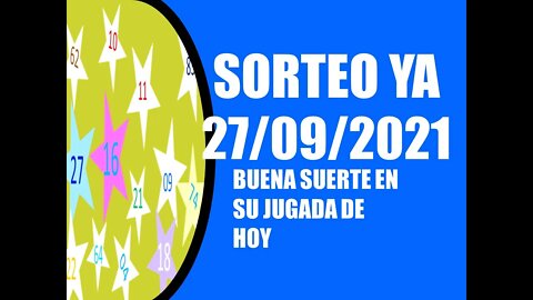 SORTEO YA NUMERO PROBABLE 27 SEPTIEMBRE 2021