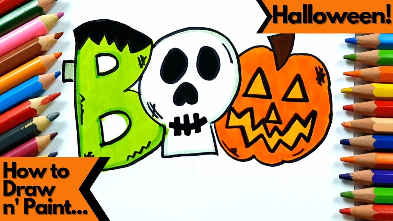 How to Draw and Paint the Word BOO Halloween Special