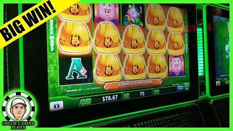 BONUS HIT BACK TO BACK ON HUFF N PUFF SLOT MACHINE AT THE CASINO!!