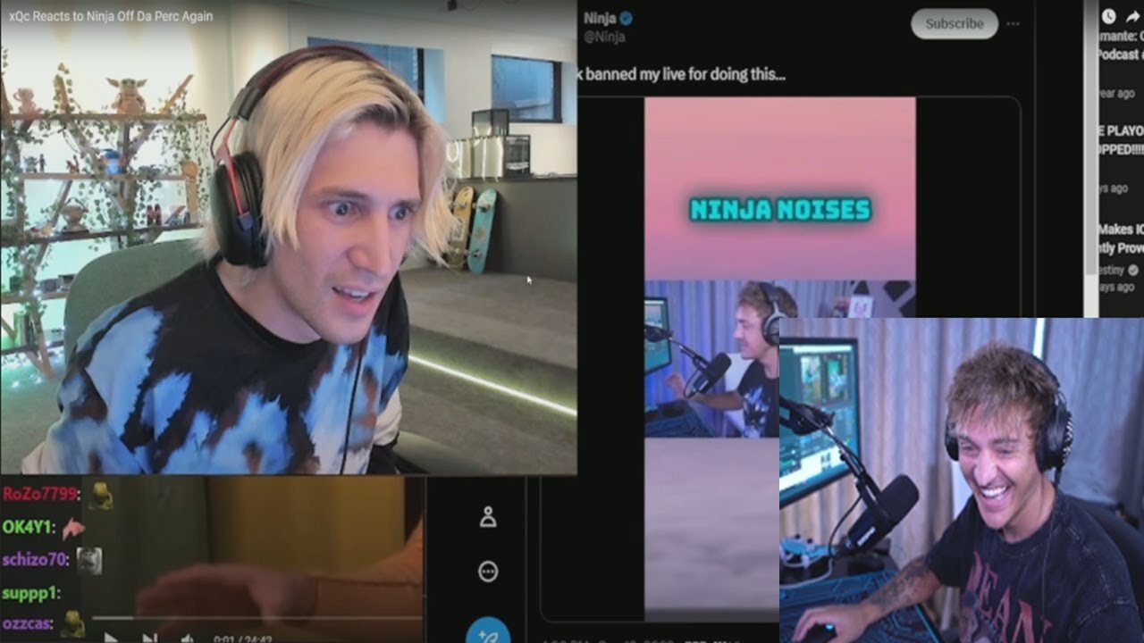 Ninja Reacts To xQc Reacting To 'Ninja's Off Da Perc Again'