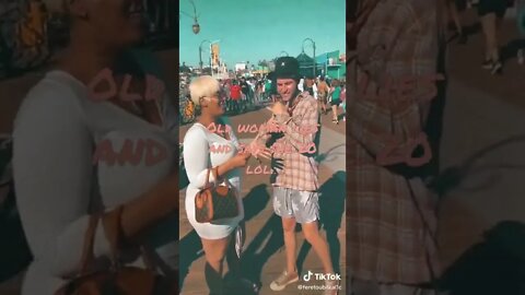 Women gets air when she tries to kiss guy lol.