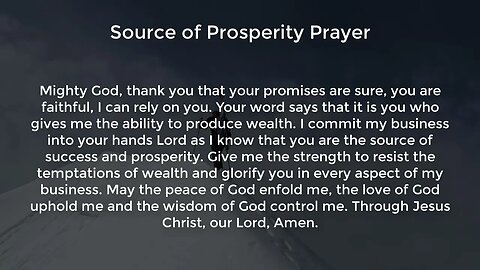 Source of Prosperity Prayer (Prayer for Success and Prosperity in Business)