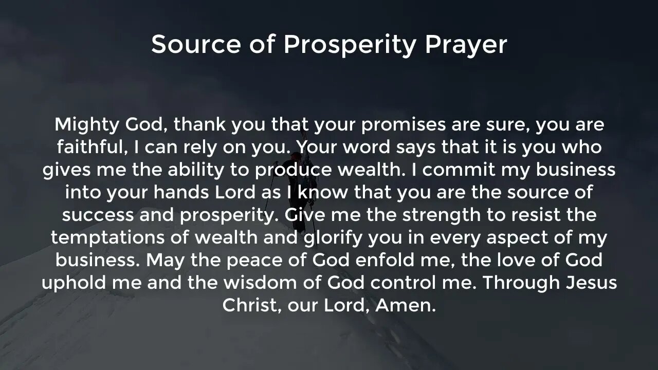 Source of Prosperity Prayer (Prayer for Success and Prosperity in Business)