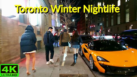 【4K】Saturday Night winter Downtown Toronto Canada 🇨🇦