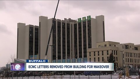 Giant ECMC letters come down for makeover in Buffalo