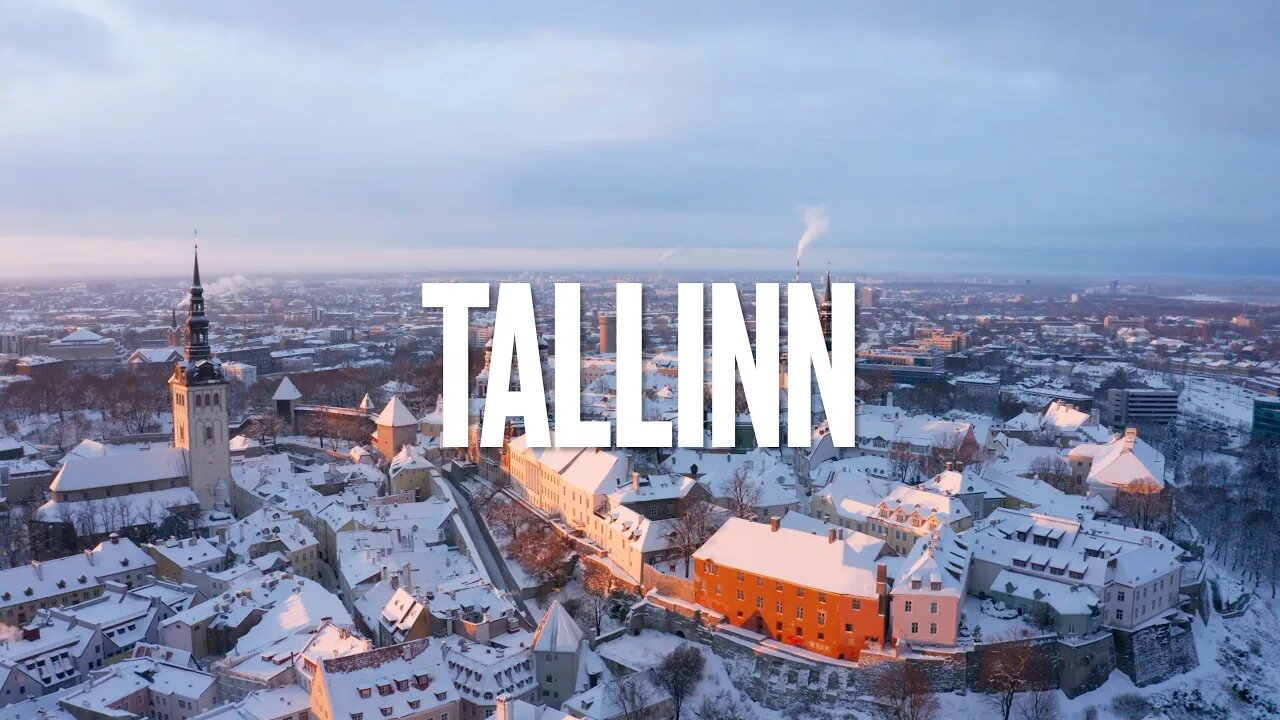 Flying over Snowy Tallinn