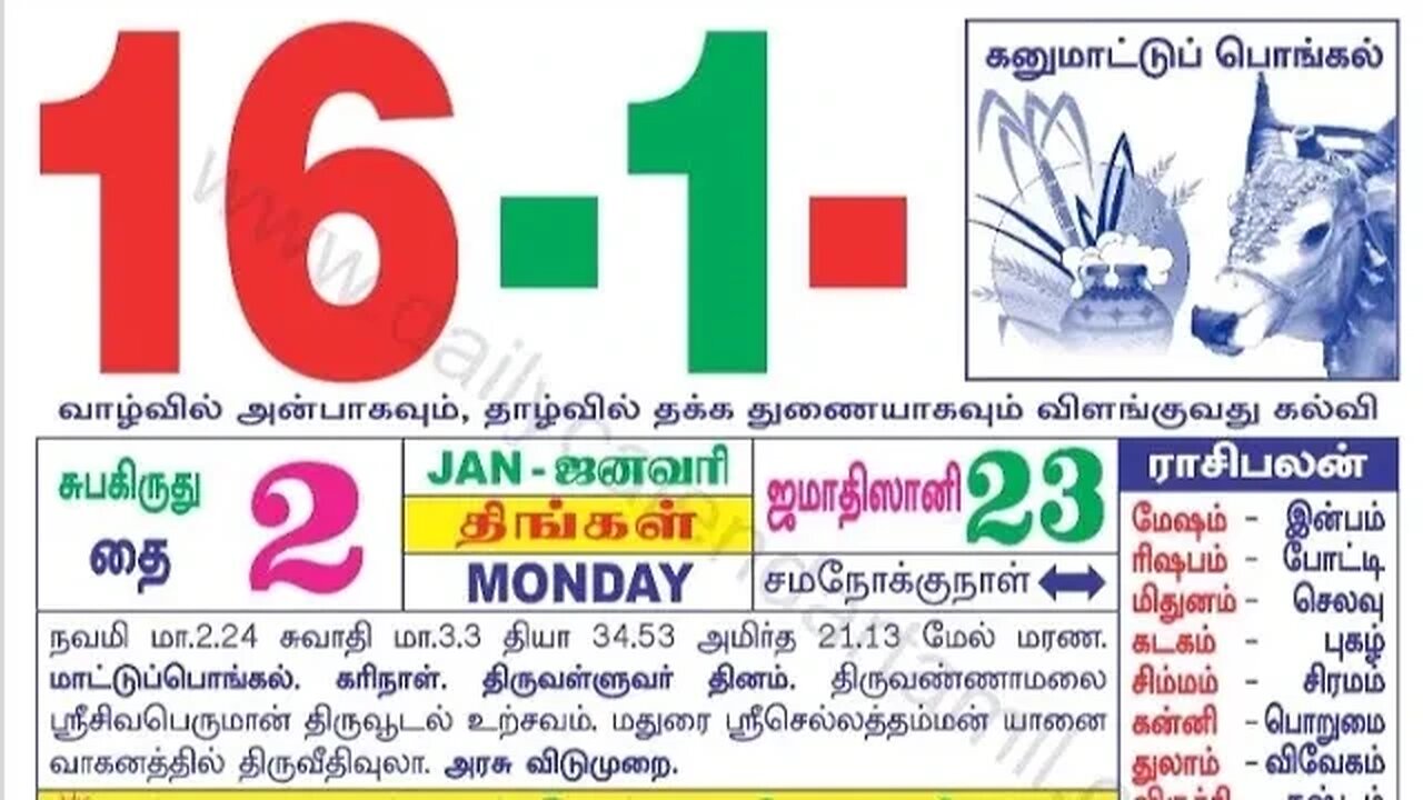 இன்றைய ராசிபலன் ||16|01|2023 |திங்கள்கிழமை||Today Rasi Palan | Daily Horoscope