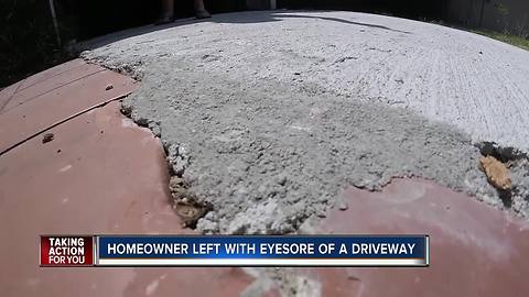 Homeowner left with eyesore of a driveway