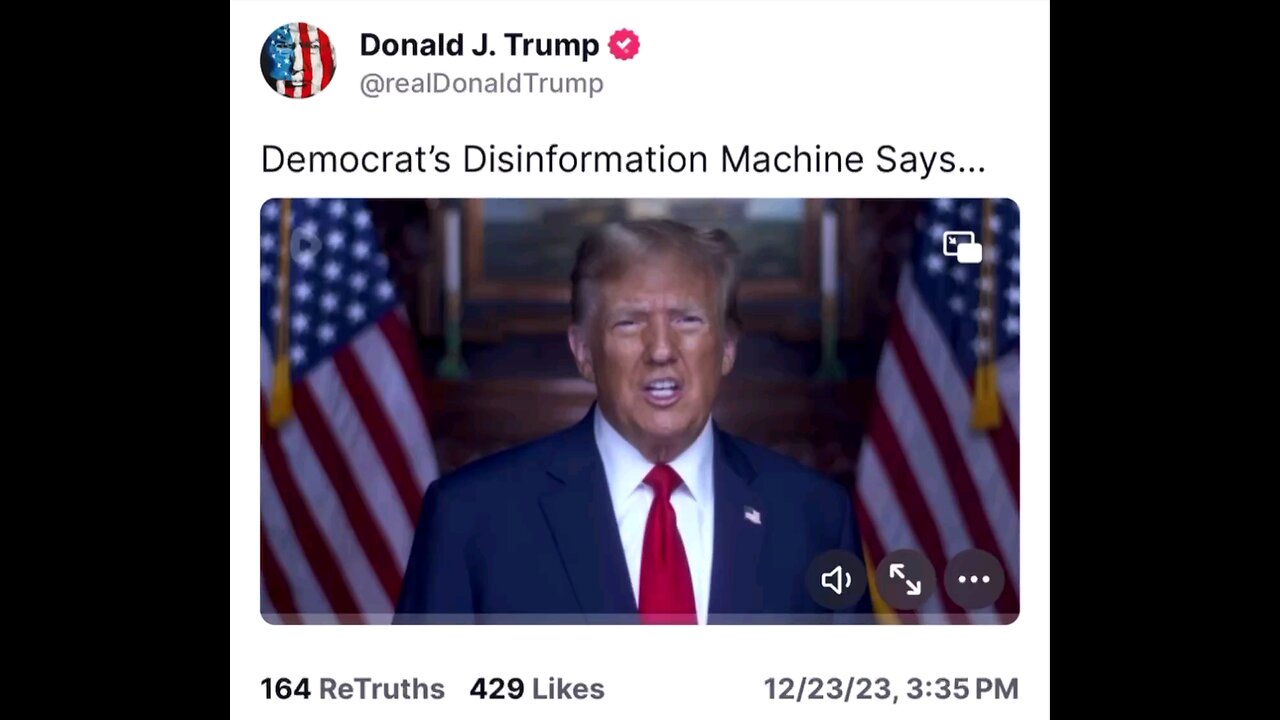 DJT: Democrats misinformation machine.