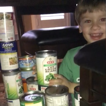 Sister and Brother Team Build A Canned Food Fort