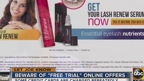 Let Joe Know: Beware of "free trial" online offers