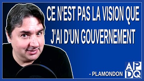 Ce n'est pas la vision que j'ai d'un gouvernement. Dit Plamondon