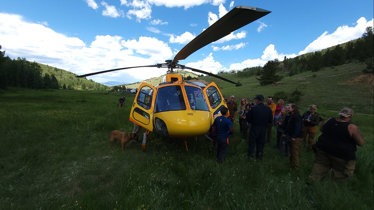 Flight for life landing in a field