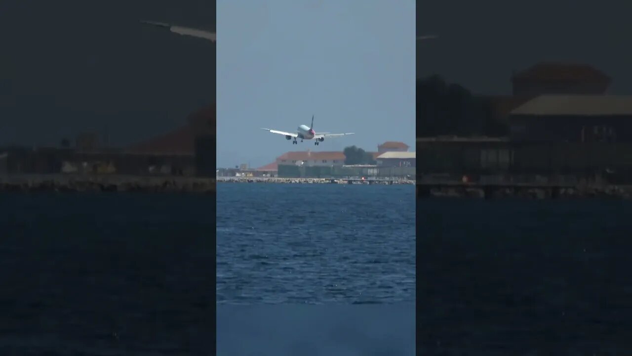 Plane Lands next to Sailboat at Gibraltar Airport #shorts