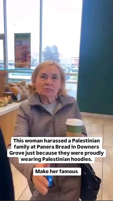 Woman harassed Palestinian family at Panera Bread for wearing Palestinian hoodies. ⏬Read description