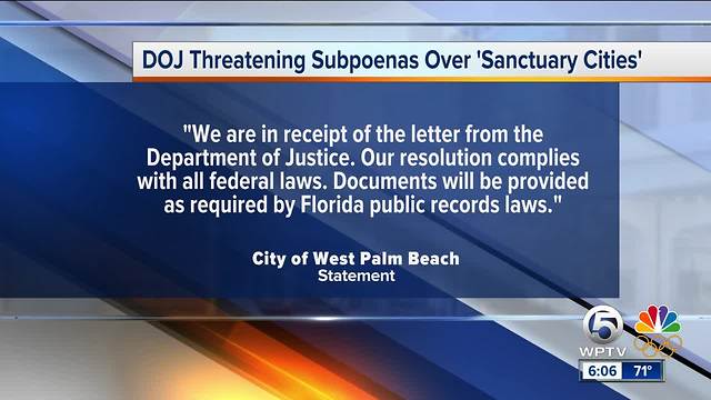 West Palm Beach among 23 'sanctuary cities' threatened with subpoenas by Department of Justice