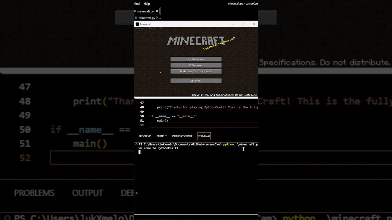 ChatGPT codes Minecraft in Python