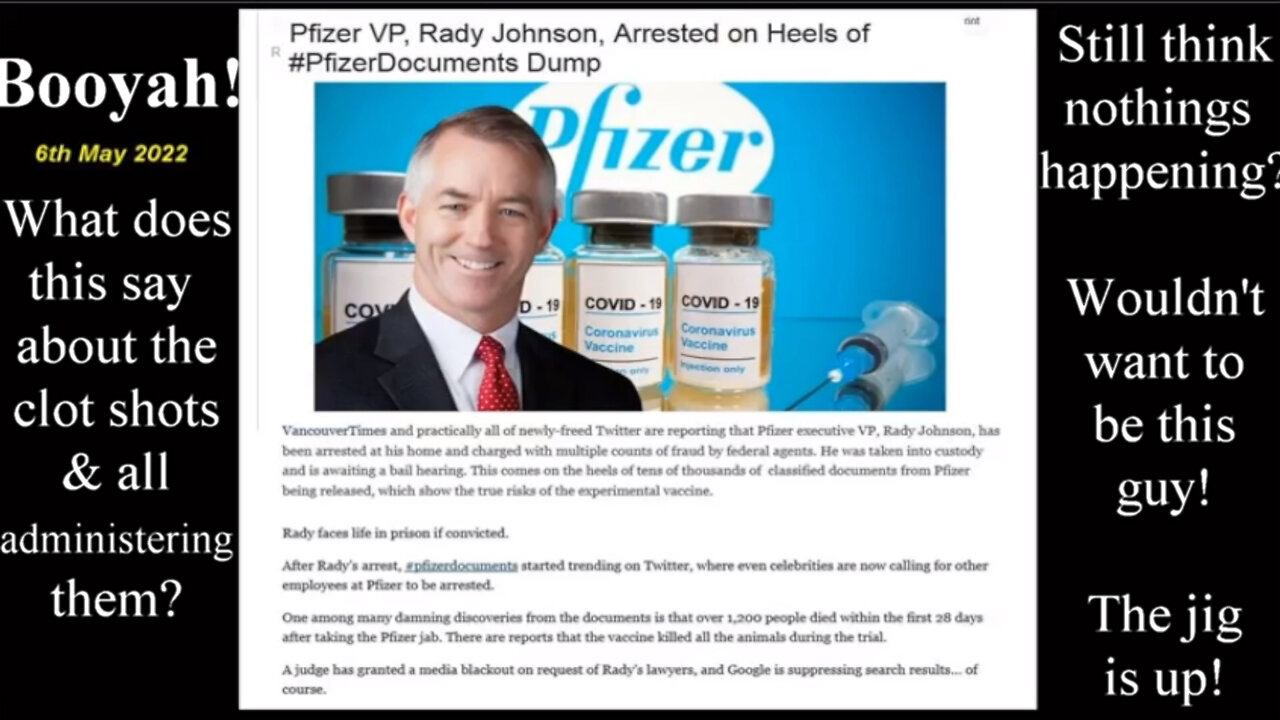 PFIZER VP RADY JOHNSON ARRESTED! THE GIG IS UP!