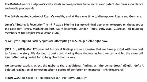 FACT! TRUMP’S TRUTH SOCIAL IS FUNDED BY THE SAME BRITISH AMERICAN PILGRIMS SOCIETY THAT FUNDED THE BOLSHEVIKS & MSM - King Street News