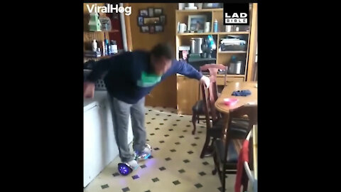 Funny video!!Must watch now!!A man attempting to ride a hoverboard