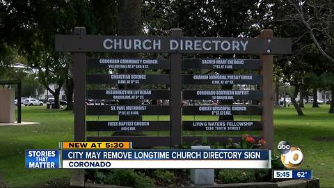 Coronado may remove church directory
