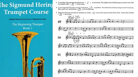 🎺 [MÉTODO DE TROMPETE] Livro 1 do método de Sigmund Hering 49,50 & 51 - Introduzindo as Colcheias