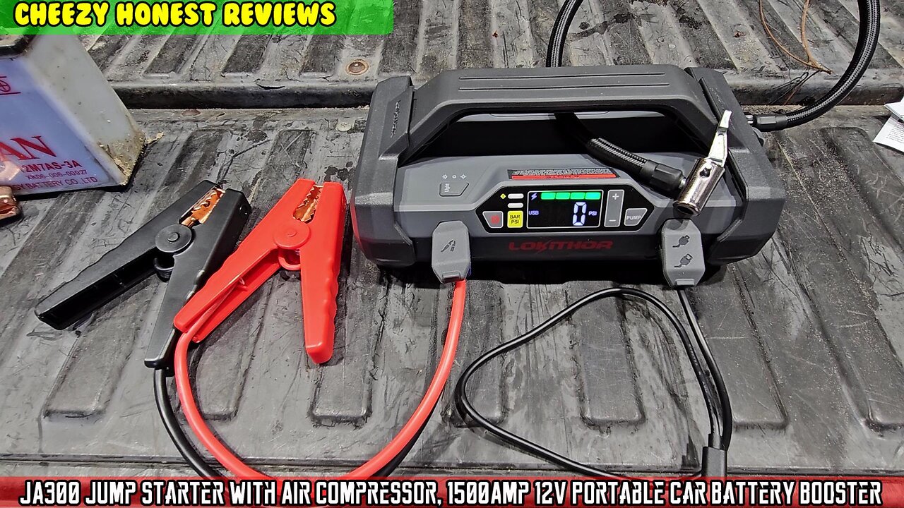 LOKITHOR JA300 12V 1500A Jump Starter Booster w Air 150psi Compressor, USB power bank, LED light