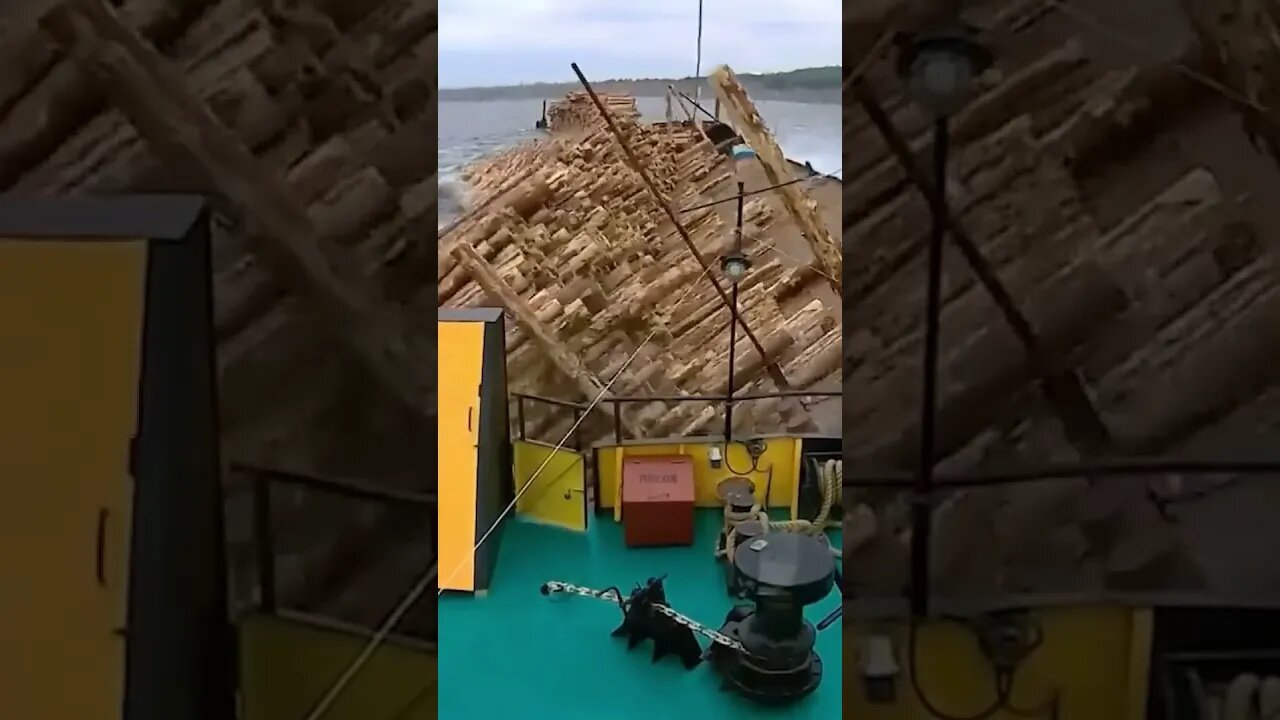 How To Unload Lumber Barges In A Hurry. #trending #shorts #merchantnavy #lifeatsea #lumber #barge