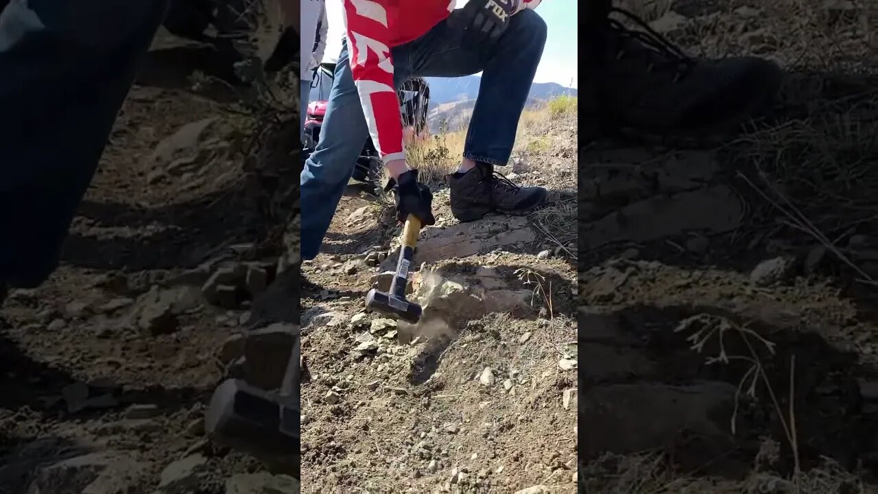 Cutting a Montana mountain trail jagged rock for trail ride!