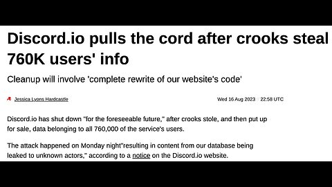 Discord io Pulls the Cord after Crooks Steal 760K Users (Info Note - NOT Discord.com!)