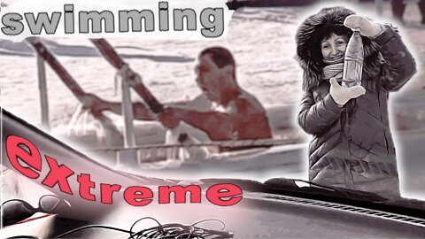 Extreme cold swimming in Far East of Russia. Baptism holiday
