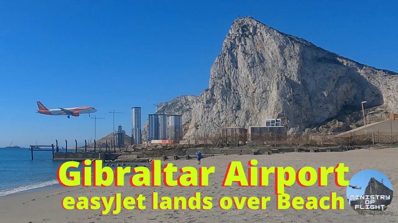 Beautiful Beach as easyJet comes in for Landing at Gibraltar