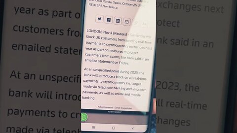 SANTANDER BLOCKS CRYPTO 😠 #shorts #crypto