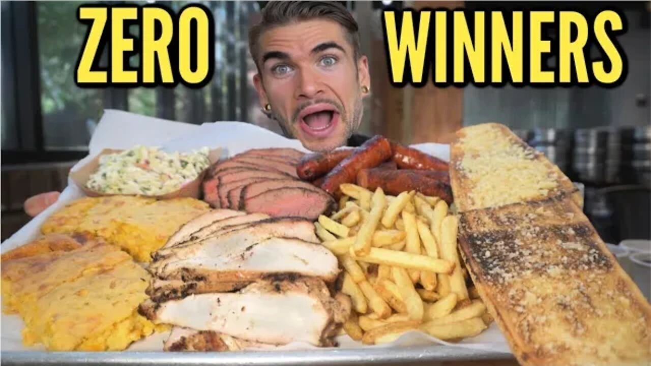 CALIFORNIA BBQ PLATTER CHALLENGE | Undefeated Food Challenge | Steak, Chicken, Sausage