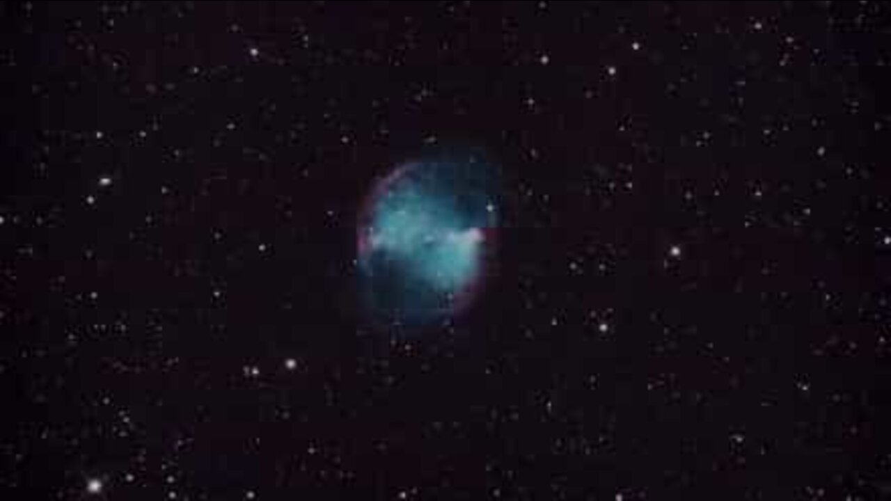 Galaxies and nebula seen through the lens of a telescope