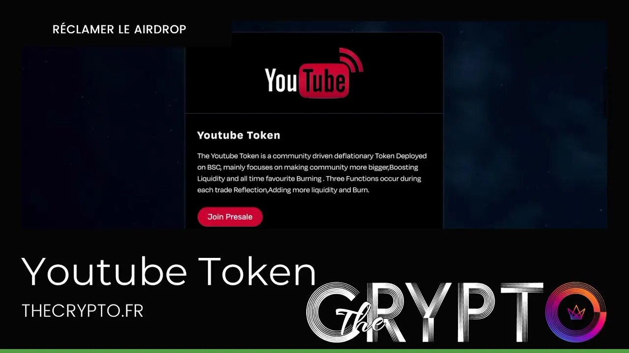 AIRDROP A SAISIR Youtube Token
