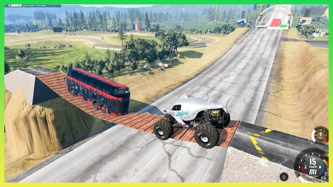 TruckFails | Bus vs Monster Truck vs Suspension Bridge #173 | BeamNG.Drive |TrucksFails