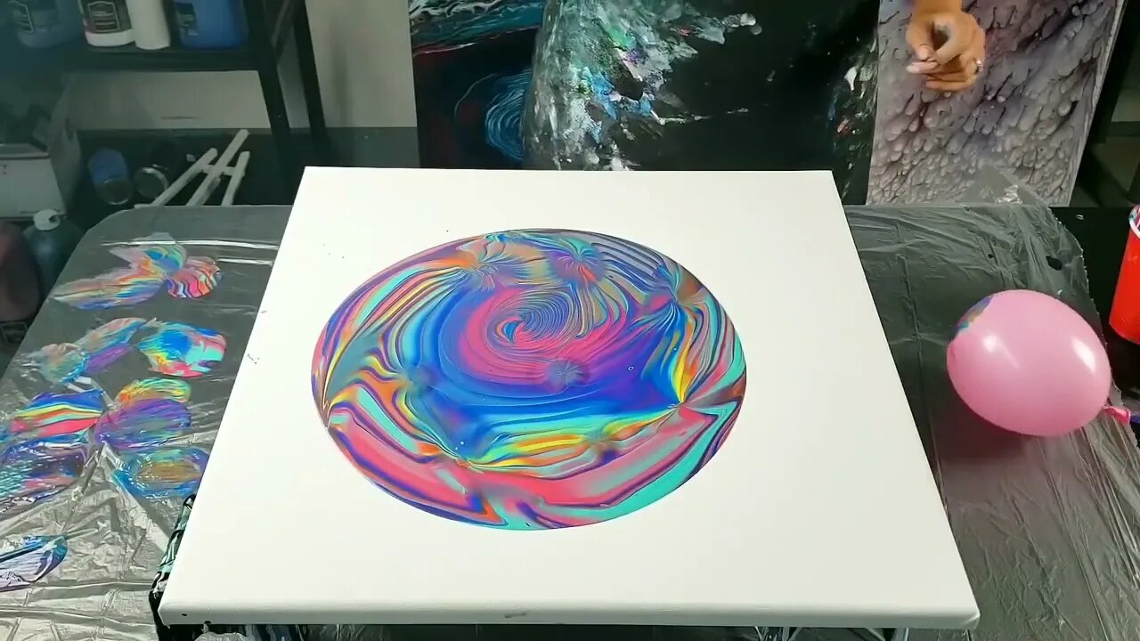 Balloon Smash Wrecked Ring Pour - Acrylic Pouring